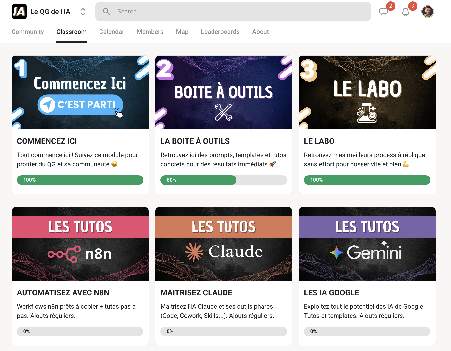 Aperçu du Classroom - Le QG de l'IA